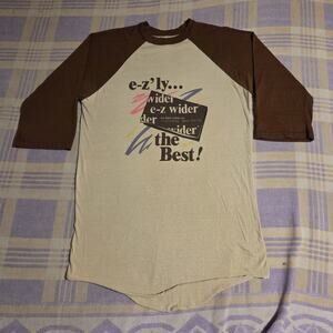 Vintage 70s e-z Wider Tobacco Rolling Papers T Shirt 3/4 Raglan Baseball Large